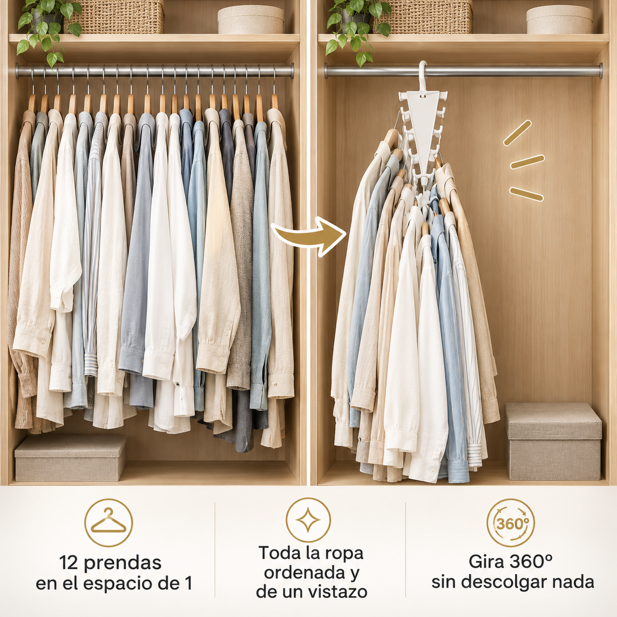 Organizador de Perchas · Multiplica el Espacio de tu Armario