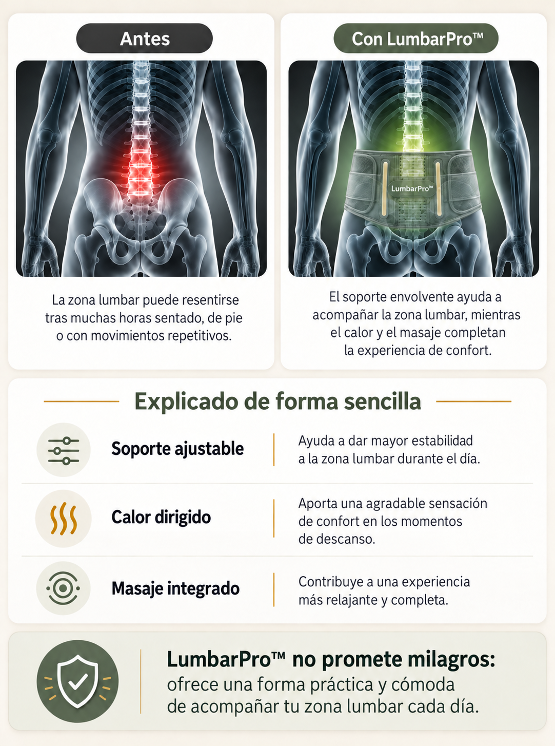 Entiende el confort lumbar paso a paso