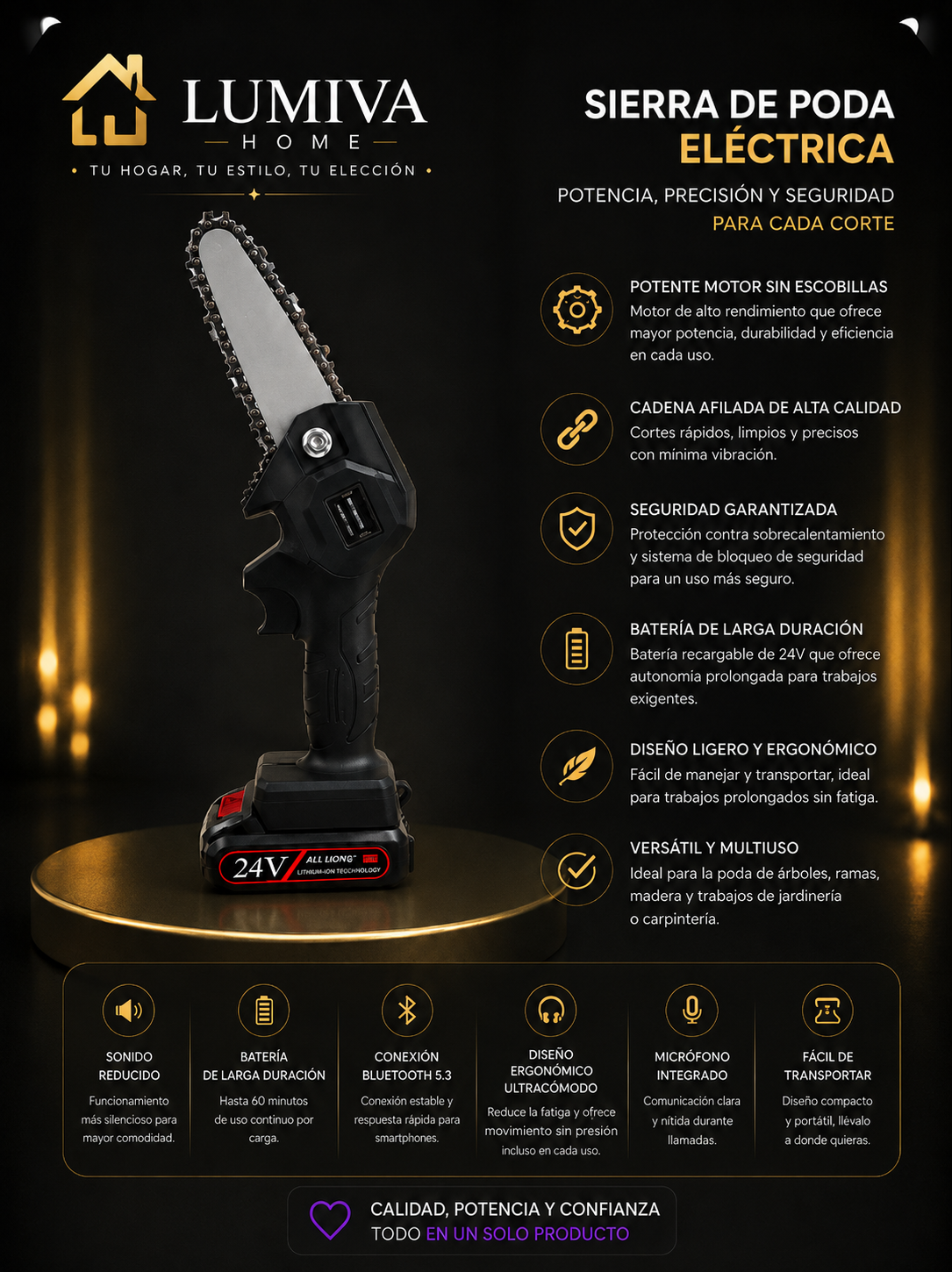 SIERRA MECÁNICA RECARGABLE 24 W - MEGA CORTE