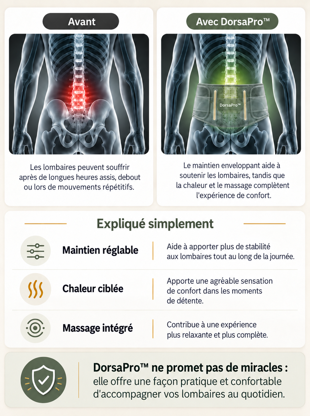 Comprendre le confort lombaire, étape par étape
