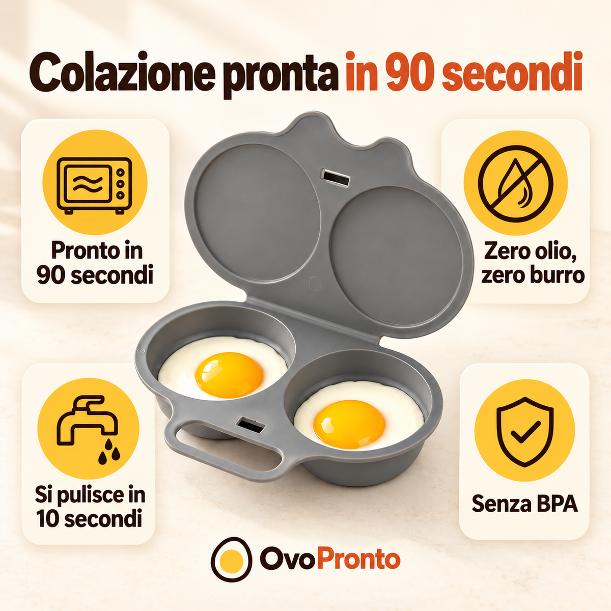 OvoPronto™ – Cuociuova per Microonde | Uovo Perfetto in 90 Secondi