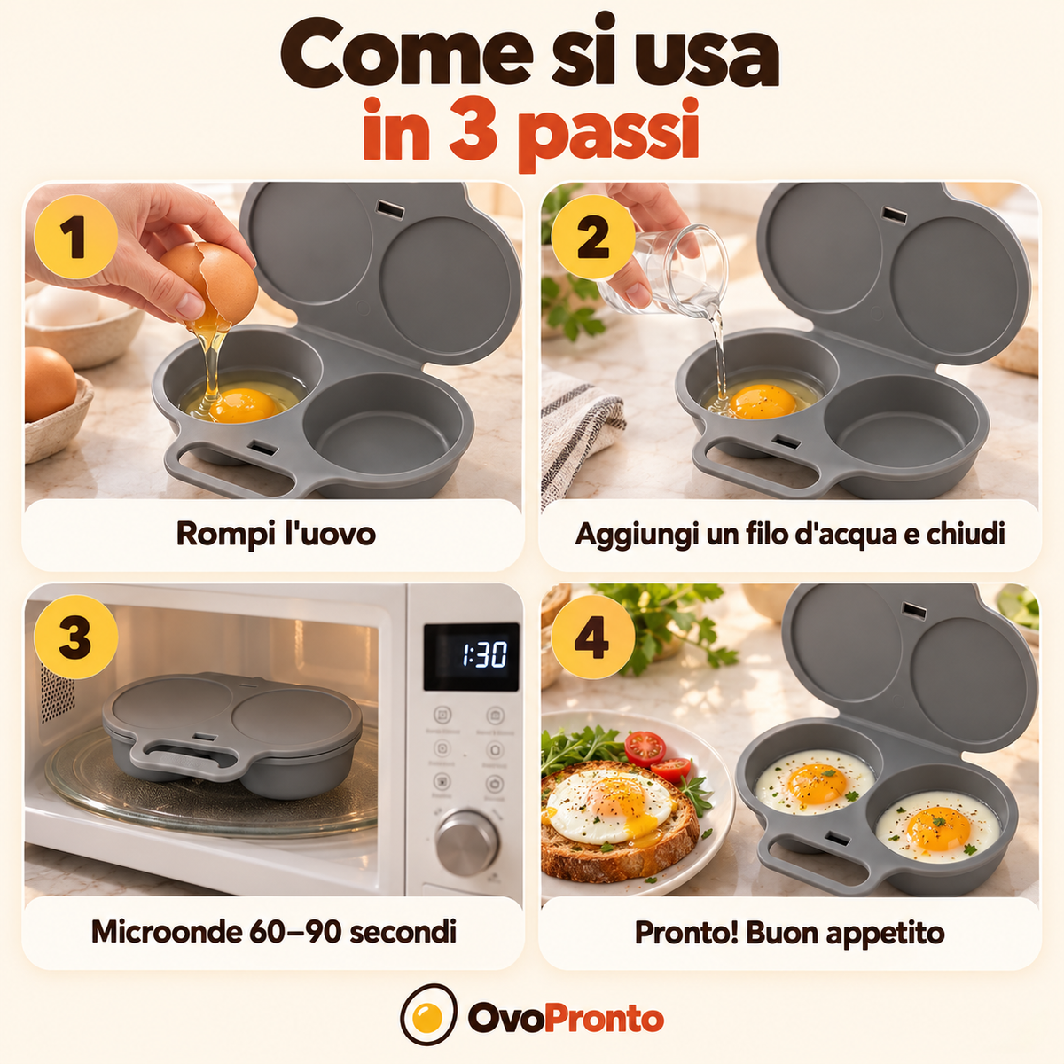 OvoPronto™ – Cuociuova per Microonde | Uovo Perfetto in 90 Secondi