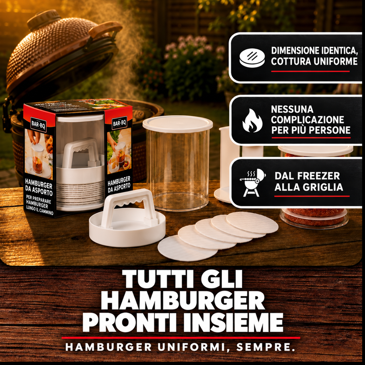 BurgerStack™ – Pressa per Hamburger Perfetti.