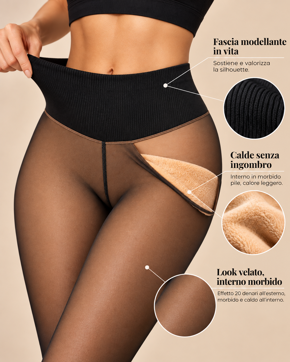 Collant felpati effetto velato – caldi dentro, velati fuori