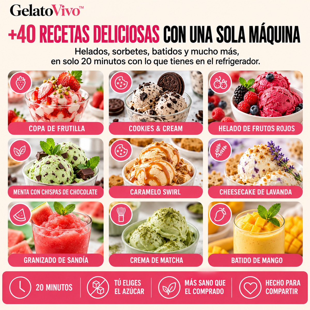 GelatoVivo™ · Mini máquina de helados